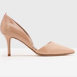 Boden Two Part Court Patent Leather Nude Pumps